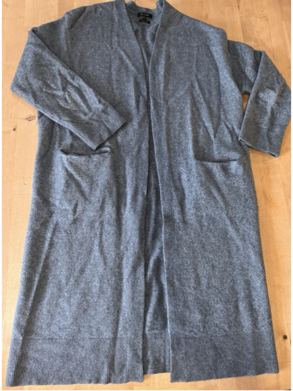 Massimo Dutti Women Long Wool Cardigan Slate Blue Size M